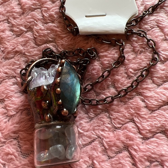 Soldered Amethyst & Labradorite Bottle Pendant Necklace - Picture 9 of 9